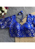 Shimmer Jacquard Royal Blue Festival Wear Jacquard Work Readymade Blouse